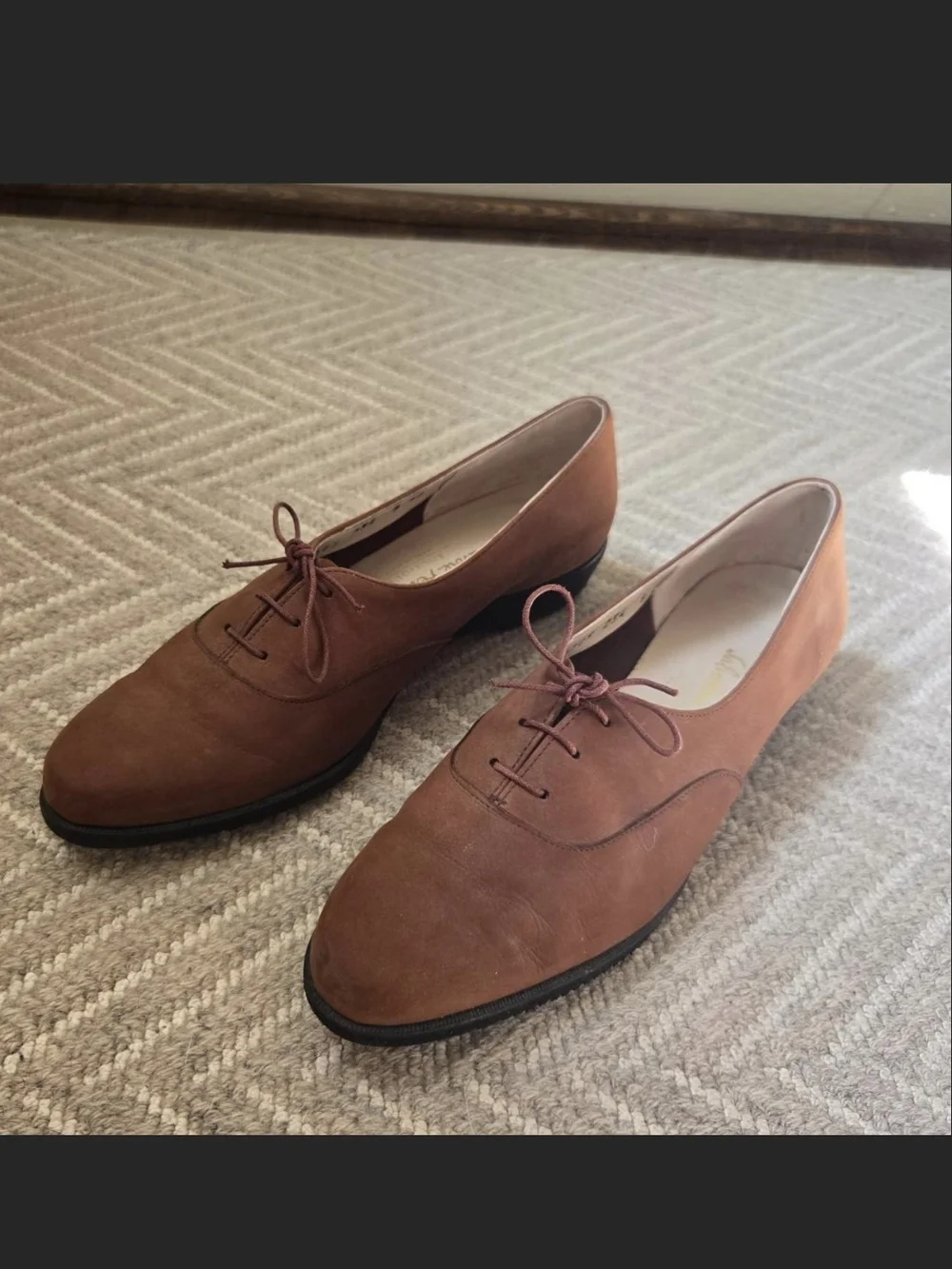 Salvatore Ferragamo Brown Suede Lace-Up Oxfords